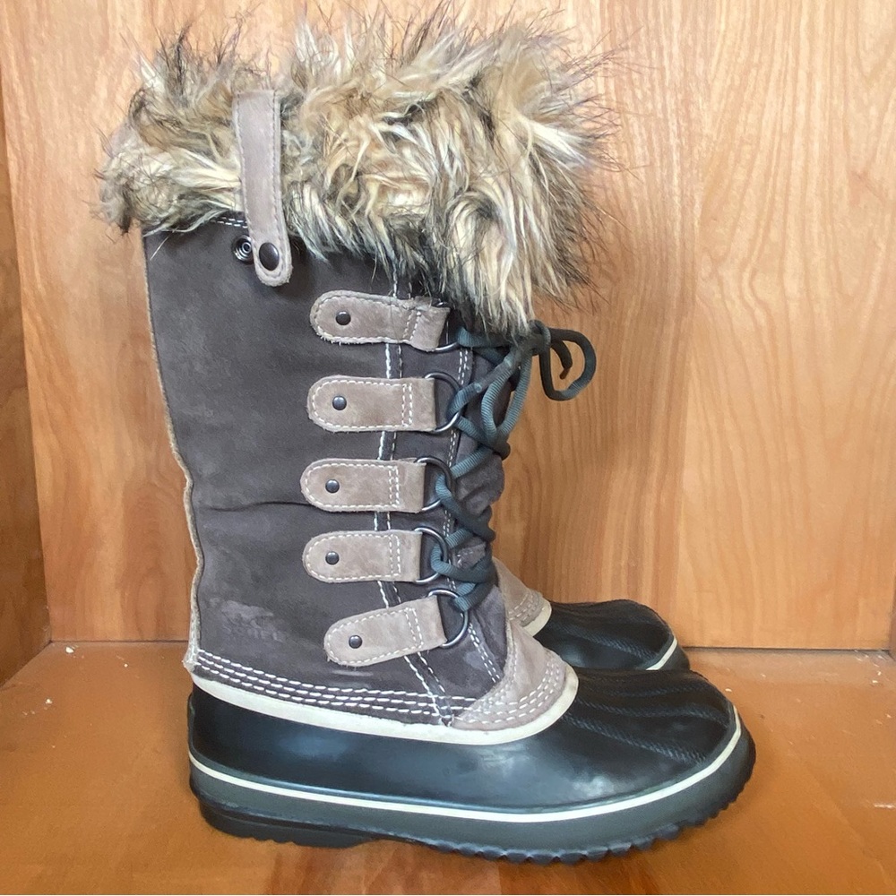 Womens 7 Sorel Joan Of Arctic Waterproof Winter Boots Brown Black SEF0935